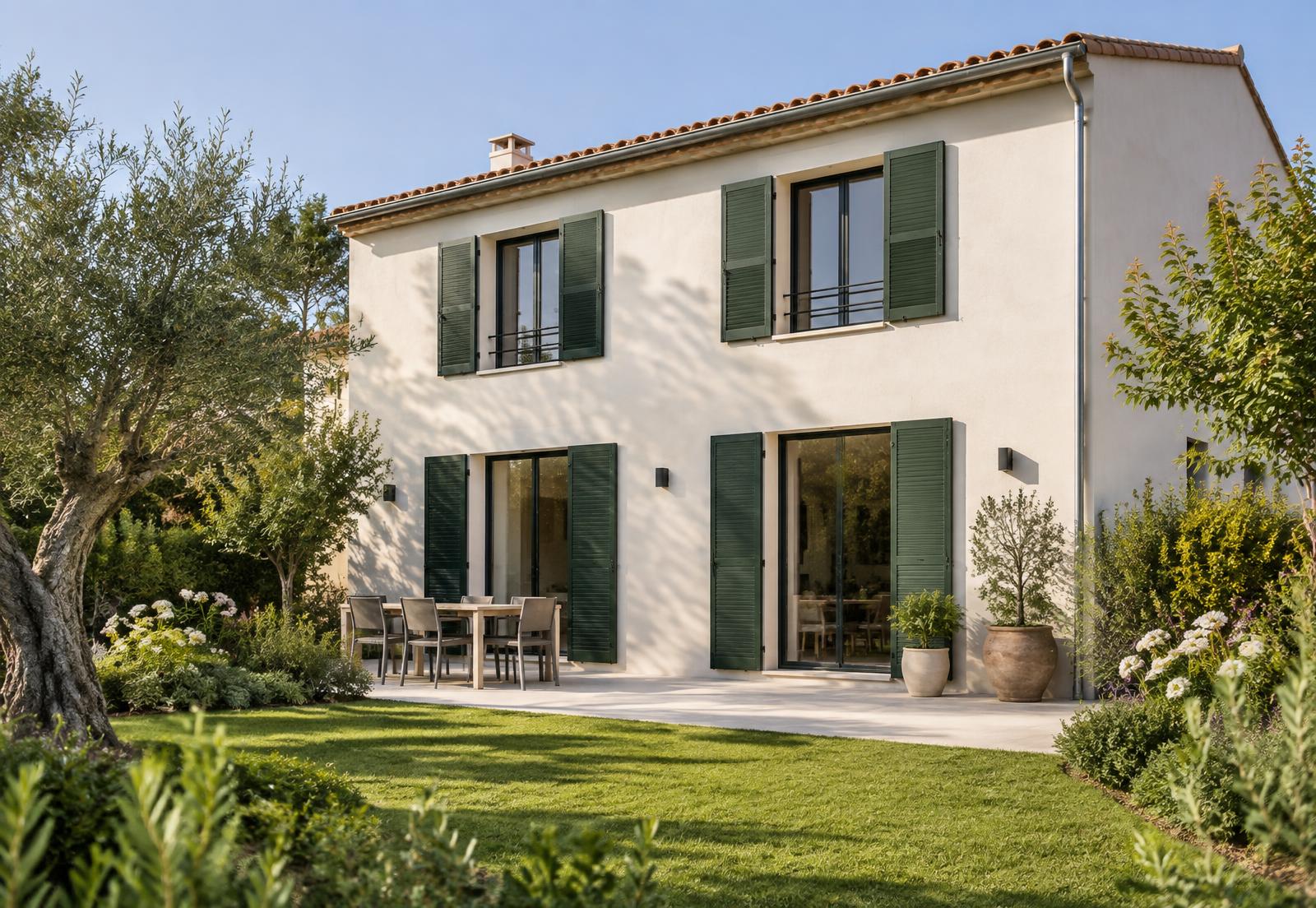 Maison individuelle française rénovée avec une façade claire